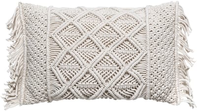 Sierkussen - Macramé Kleur Ivoor Tuin Woonkamer Decoratie - Ecru - 50 Cm X 30 Cm