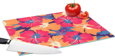 Glazen Snijplank - 39x28 - Zomer - Bloemen - Hawaii - Patronen - Snijplanken Glas