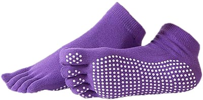 Yogasokken - Sportsokken - Anti slip sokken - Pilates - Teensokken - Gripsokken - Antislip - Fitness socks - Tegen uitglijden - Sokken met losse tenen - Maat 36-40 - Paars - Jonyx