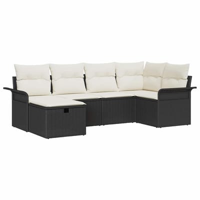 vidaXL - Tuinbank - Set - 6 - st - Zwart - en - Crème - poly - rattan