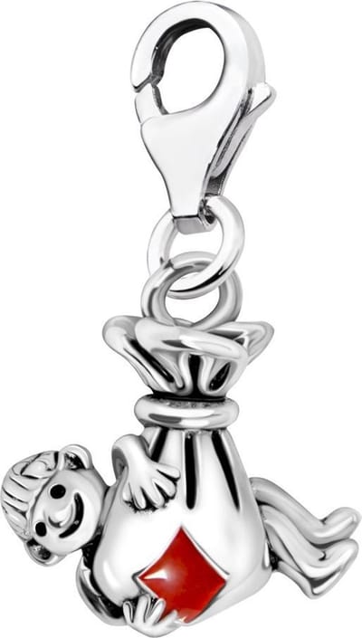 Quiges – 925 - Zilver – Charm - Bedel - Hanger - 3D Jongen in Zak - met – sterling - zilver - karabijnslot - geschikt - voor - Bedelarmband HC365