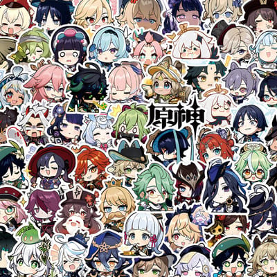 100 pièces Autocollants Dessin Animé Jeu Genshin Impact Anime Scaramouche Autocollant Ordinateur Portable Guitare Valise Voiture Moto Autocollant Enfants Jouet Haute Qualité black