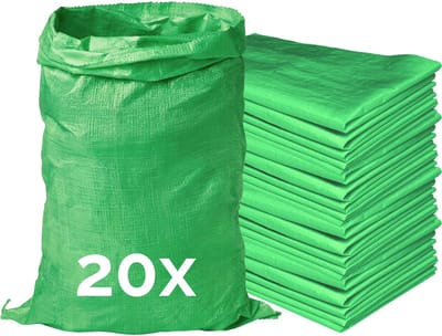 Garronda - Polypropyleen Zak Groen - 80 x 50 cm – 20 Stuks – Tuinafvalzak - Geweven Zakken van PP - Voor zand en opslag – Scheurvast - Belastbaar tot 50 kg – Veelzijdig inzetbaar – Zandzakken – Tuinzak – Hoogwaterbescherming – GD-ROM-Bag80