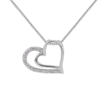 WeLoveSilver - zilveren ketting - dubbel hart - zirkonia - 45 cm