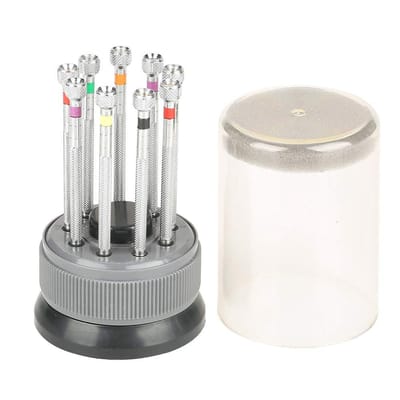 Dailygoods - Professionele schroevendraaierset - precisiehorloge gereedschap - metaal - 9-delige set - geschikt voor horloge reparatie - transparant