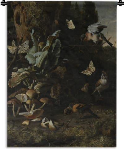 Wandkleed Melchior d'Hondecoeter - Dieren en planten - Schilderij van Melchior d'Hondecoeter Wandkleed katoen 120x160 cm - Wandtapijt met foto XXL / Groot formaat!