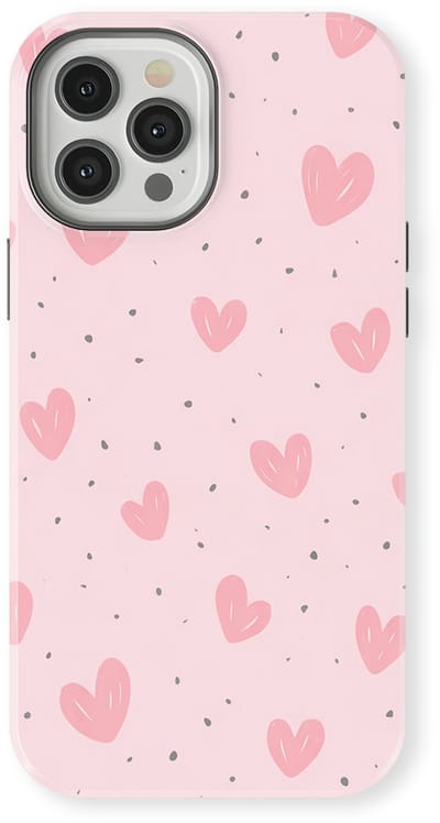 Tough Hoesje met Hartjes geschikt voor iPhone 12 Pro | Little Love Tough Case Geschikt voor Mag | Hartjes Print Backcover geschikt voor iPhone 12 Pro Pink Blush