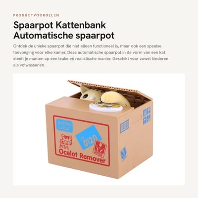 Dailygoods- Spaarpot Automatische Kat - Spaarvarken - Spaarpot Kind - Spaarpot Volwassenen - Elektronische Geldbox - ABS Kunststof