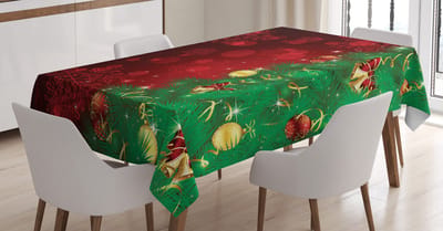 ABAKUHAUS Tafelkleed Jingle Bells Bomen – 140x200 cm – Burgund/Groen, waterbestendig