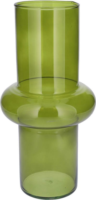 Bellatio Design Bloemenvaas - groen transparant gerecycled glas - 15 x 31 cm - vaas