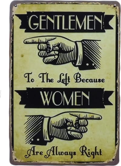 WC bord - Gentlemen to the left - Metalen wandbord - Wc decoratie - Mancave decoratie - wc wanddecoratie - Retro wandbord - Metal sign - Wandborden - 20 x 30cm - Cave & Garden