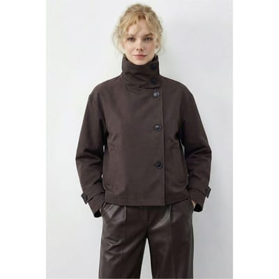 Korte Mandarin Kraag Trenchcoat