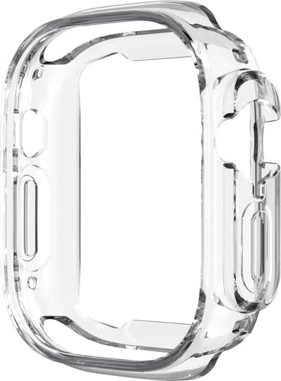 By Qubix - Apple Watch Ultra siliconen case (open front) - Transparant - Geschikt voor Apple Watch 49mm (Ultra) hoesje - screenprotector - Bescherming iWatch - Bescherm hoesje