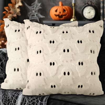 Decoratieve kussenslopen 50x50 cm - Pluche met Halloween motief - Set van 2 - Creëer een feestelijke sfeer - ShopVlot