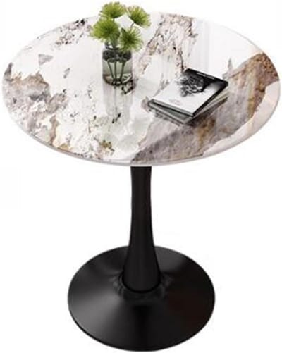Ronde Eettafel met Tulpvoet - Marmer Look Tafelblad - Modern Design voor Dineren en Kantoor