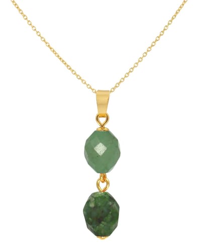 ARLIZI 2436 Ketting groen jade kralen hanger - verguld - 44 cm