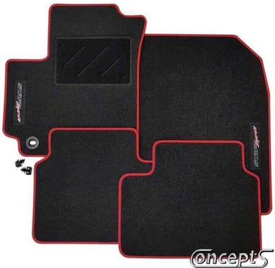 GoodGo BasicLine NZRO automatten NAALDVILT ZWART/RODE RAND + EMBLEEM Suzuki Swift NZ 1.6 Sport 01/2011-05/2018 + Swift NZ 1.2/1.3DDiS 09/2010-04/2017