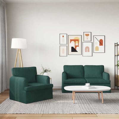 vidaXL Bankstel 2 pcs Donkergroen 144 x 80 x 85 cm Stof
