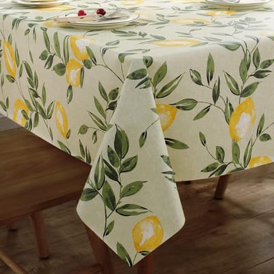 KZQ Rechthoekig Pvc Tafelkleed Met Citroenmotief Water En Oliebestendig Afneembaar 140x180 Cm Voor Keuken Feest Picknick En Terras