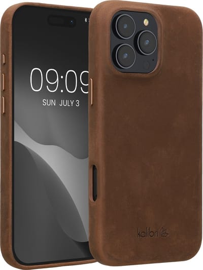 kalibri leren hoesje geschikt voor Apple iPhone 16 Pro Max - hardcover beschermhoes - bruin