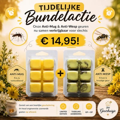 Waxmelt Snapbar - Bundelactie Anti-Mug & Anti-Wesp – Limited Edition - Handgemaakt - 100% Sojawax - Voor (elektrische) geurbrander - Dierproefvrij