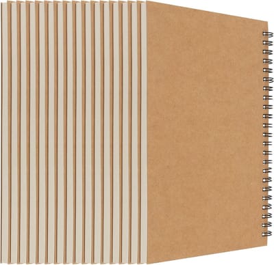 Schetsboek A5 Blanco - 16 Stuks - Spiraalgebonden Tekenblok met Kraft Kaft