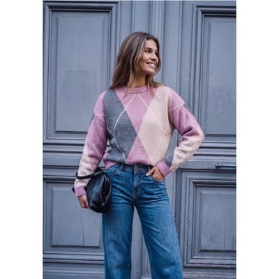 Trui met ronde hals en argyle-patroon