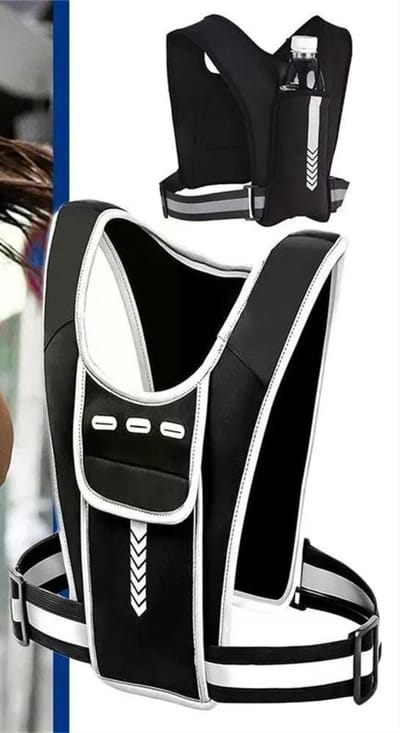 Scoby - Reflectievest - Hardloopverlichting - Safety Harness - Hardloop Accessoire - Met opbergvakjes - Zwart