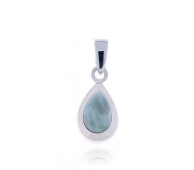 SilverGems Zilveren hanger met druppel vormige cabouchon geslepen Larimar edelsteen