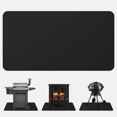 Famanu – Hittebestendig openhaard- en grilltapijt - brandwerende vloerbeschermingsmat voor barbecue en haard - antislip en non-stick oppervlak - 61 x 107 cm