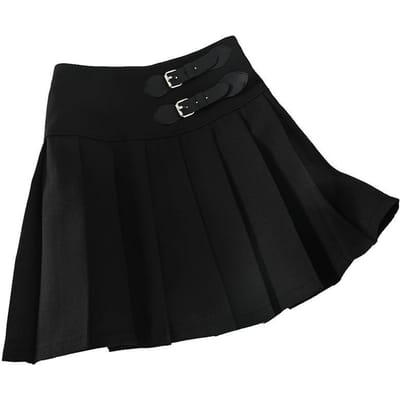 Preppy Hoge Taille Korte Rok Anti-blootstelling Studenten Geplooide Halve Rok M zwart