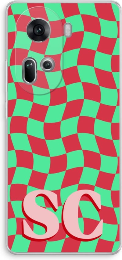 Gepersonaliseerd - Case Company® - Hoesje geschikt voor Oppo Reno 11 hoesje - Grid Monogram - Soft Cover Telefoonhoesje - Bescherming aan alle Kanten en Schermrand