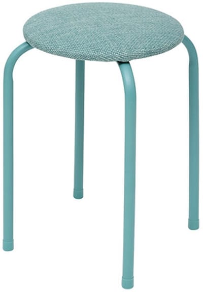 5Five Stapelbaar zit krukje Fierra - metaal/polyester - blauw - D38 x H46 cm - extra stoelen - binnen/buiten - Stapelbaar