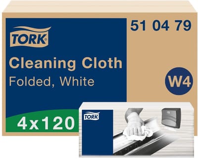 Tork 510479 4pk Cleaning Gevouwen Reinigingsdoek Wit W4, 4 x 120 doeken (510479)