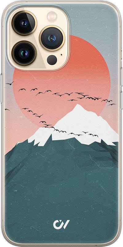 Hoesje geschikt voor Apple iPhone 13 Pro - Mountain Birds - - Blauw - Apple Soft Case Telefoonhoesje - TPU Back Cover - Casevibes