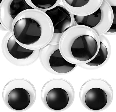 Pack van 20 Wobble Eyes Zelfklevende Grote 50 mm PVC Oogjes voor DIY Scrapbooking en Creatieve Projecten in Zwart en Wit