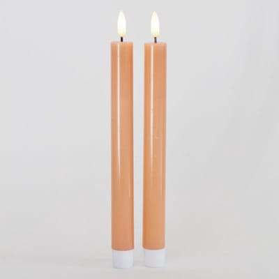 Sirius - LED-Dinerkaarsen 'Sille' (25cm hoog, Set van 2) - peach - zacht oranje