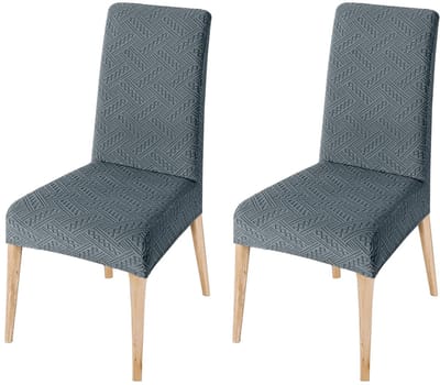 stretch eetkamerstoelbeschermer slipcovers, afneembare wasbare keukenstoelhoezen voor eetkamerstoelen, eetkamer (set van 2, grijs)