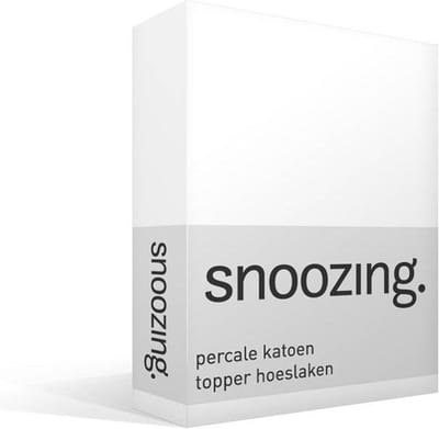 Snoozing - Topper - Hoeslaken  - Eenpersoons - 70x200 cm - Percale katoen - Wit