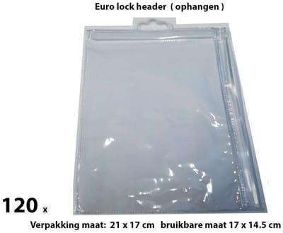 PVC Durable Zipper bag - Retail Verpakking - Euro header - Klein - 120 Pack