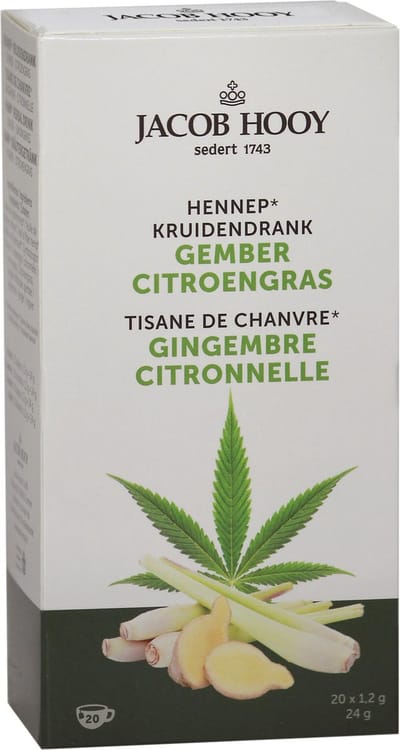 Jacob Hooy - Hennep Gember Citroengras Thee - 20 Theezakjes - JHTHEE35293