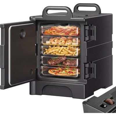 VEVOR Geïsoleerde Voedselcontainer, 75L Warmhoudbox voor Catering, Voedselcontainer met Dubbele Gespen en Handgrepen, Voedseldrager, Voedseltransportbox, Restaurant, Kantine, Zwart
