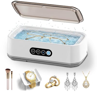 Ultrasoon Reiniger 49KHz - Met 3 Reinigingsmodi 650ML 304 Roestvrijstalen Tank Wit - Geschikt voor Sieraden, Brillen, Ringen, Horlogebanden, Prothesen, Beugels, Munten, Oorbellen