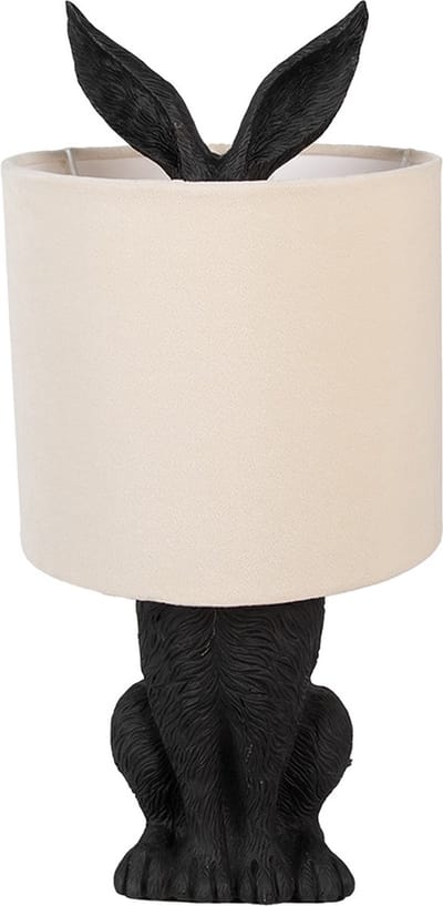 Clayre & Eef Tafellamp Konijn Ø 20x43 cm Zwart Beige Kunststof