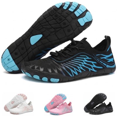Solfit - Barefoot Schoenen - Dames & Heren - Sportschoenen Sneakers - Fitnessschoenen - Hardloopschoenen - Ademend Knit Textiel - Blauw / Zwart - 36- BAREON