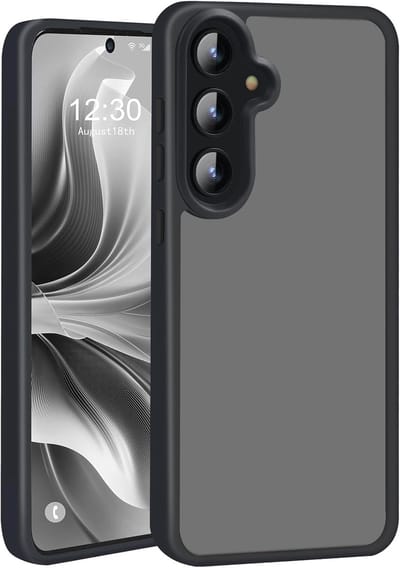 Hoesje geschikt voor Samsung S24 FE Hoesje - Doorzichtig Mat Zwart ShockProof hoesje geschikt voor Samsung S24FE - Mat Zwart