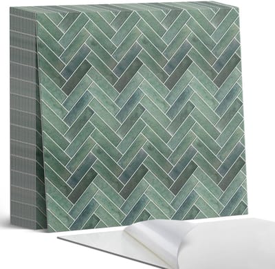 Coloray Plaktegels - 3D visgraatpatroon Zelfklevende Tegels - 20 cm x 20 cm - Groente Plaktegels - 20 stuks - Vierkant PVC Tegels - Plaktegels Badkamer - Plaktegels Vloer - Vinyltegels Vloer Zelfklevend - Wandtegel Zelfklevend
