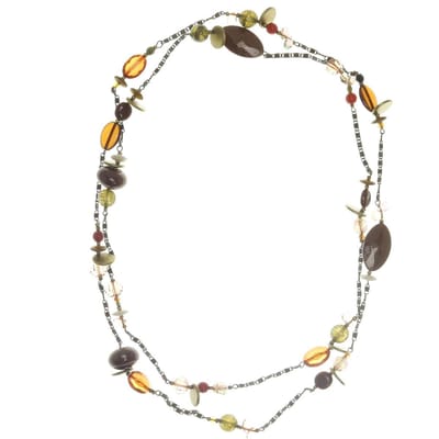 Behave - Lange ketting goudkleur met bruine kralen - Boho stijl