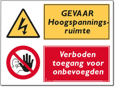 Hoogspanning bord - Verboden toegang voor onbevoegden - Forex - 30 x 40 cm - Weerbestendig