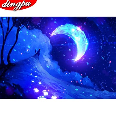 5D Diamond Painting Kit Landschap Mozaïek Home Decoratie Borduren Berg Kruissteek Handgemaakt Cadeau 20X30CM blue